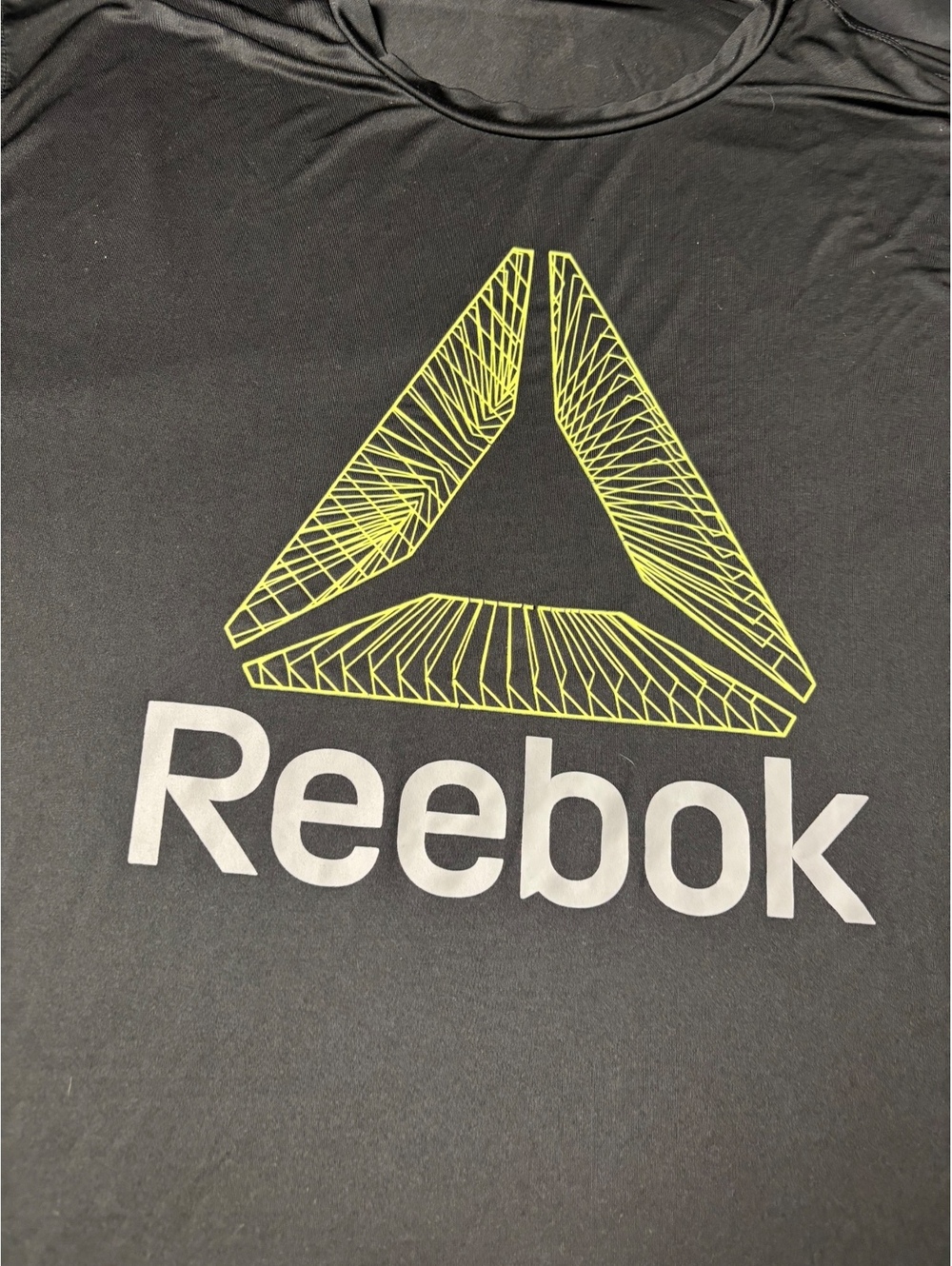 Reebok Men's Black Short Sleeve T-Shirt with Yellow Logo